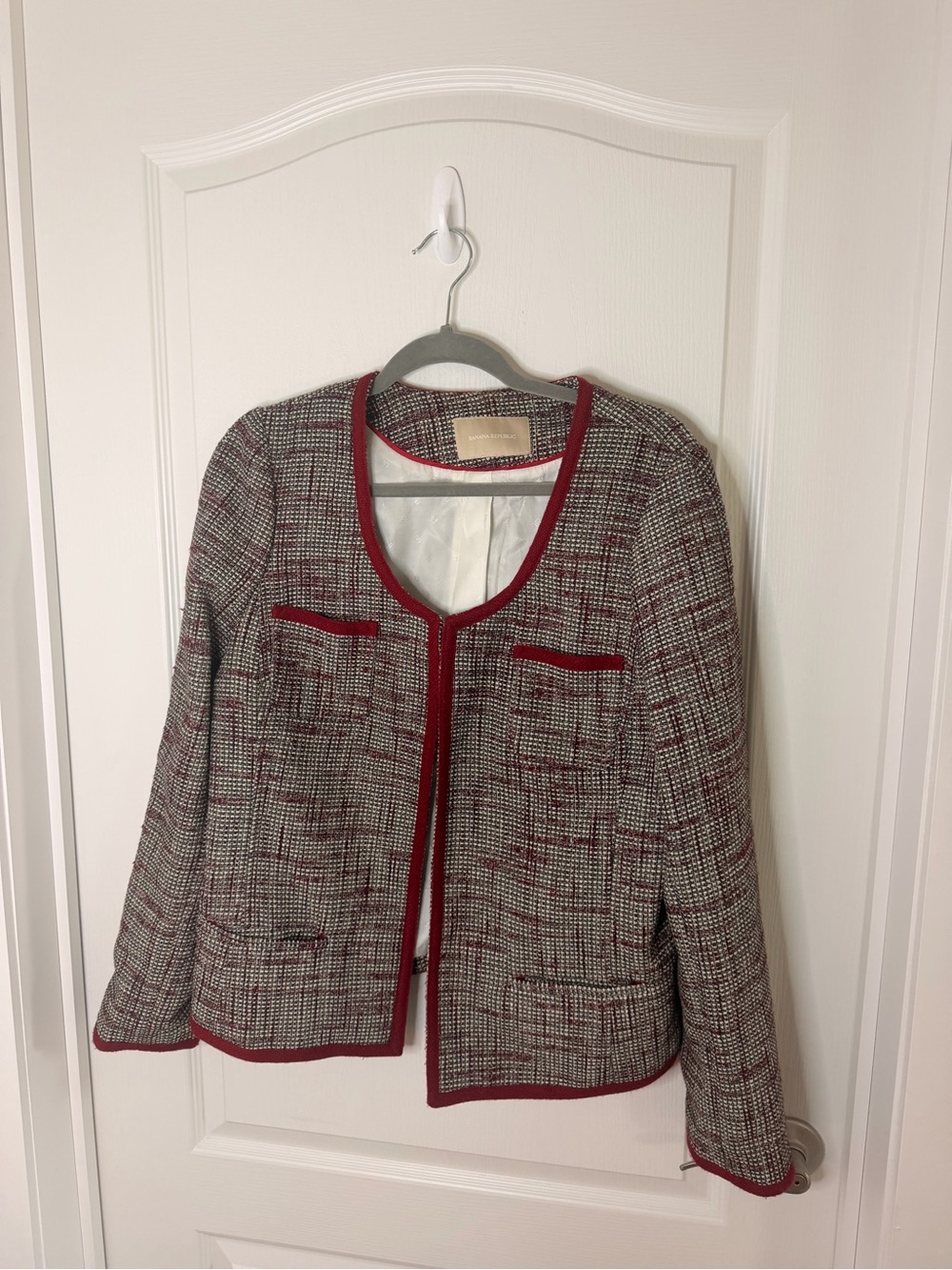 Banana Republic Tweed Blazer with Red Trim